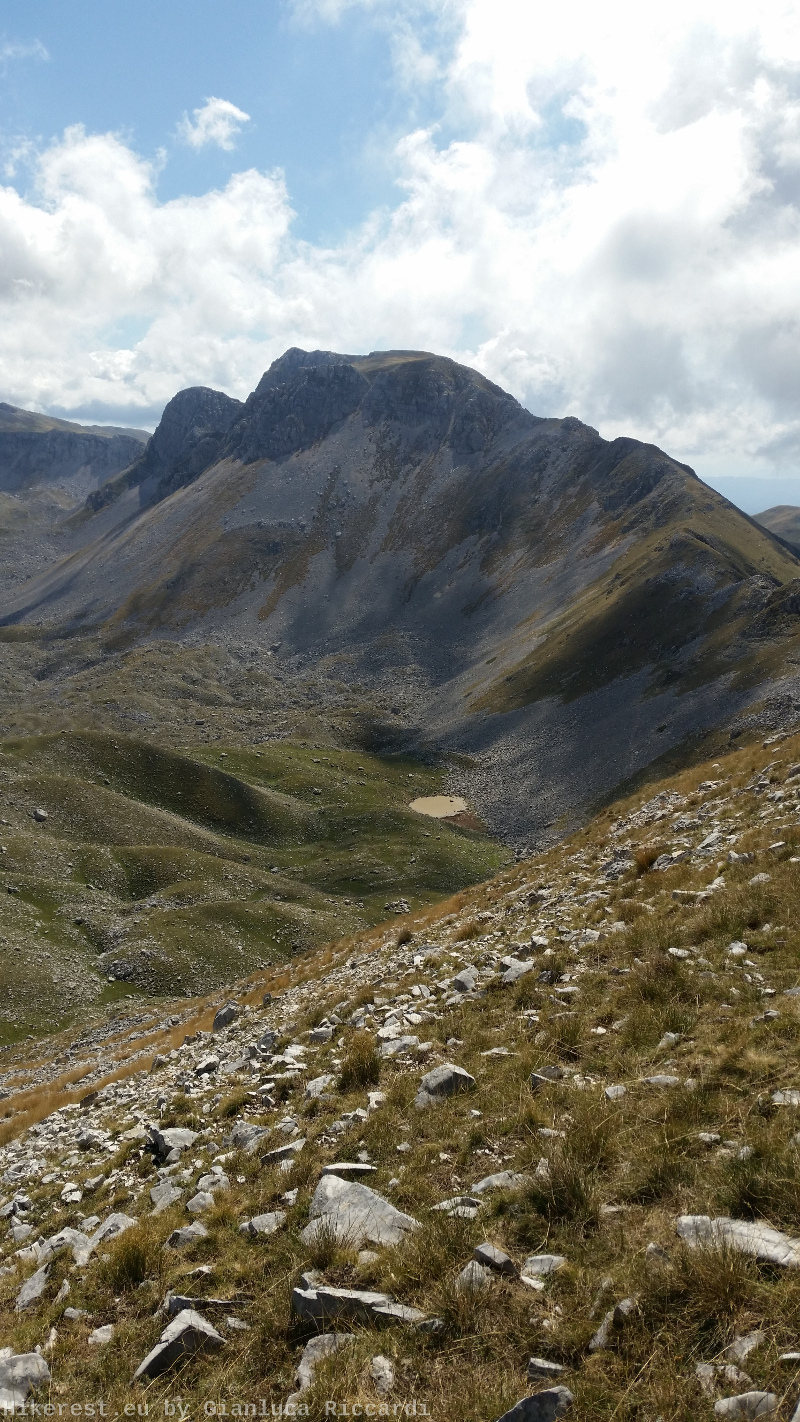 Monte Meta and Biscuri under in front from The Crest Approaching Monte Tartaro.